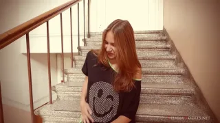 Amanda Soft Poses on the Steps frame 5