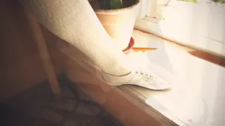 Karmena Opens Her Shirt In Stairway Light frame 3