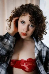 Curtains Closed As Ariel Larson Poses In Red Lace Preview picture 3