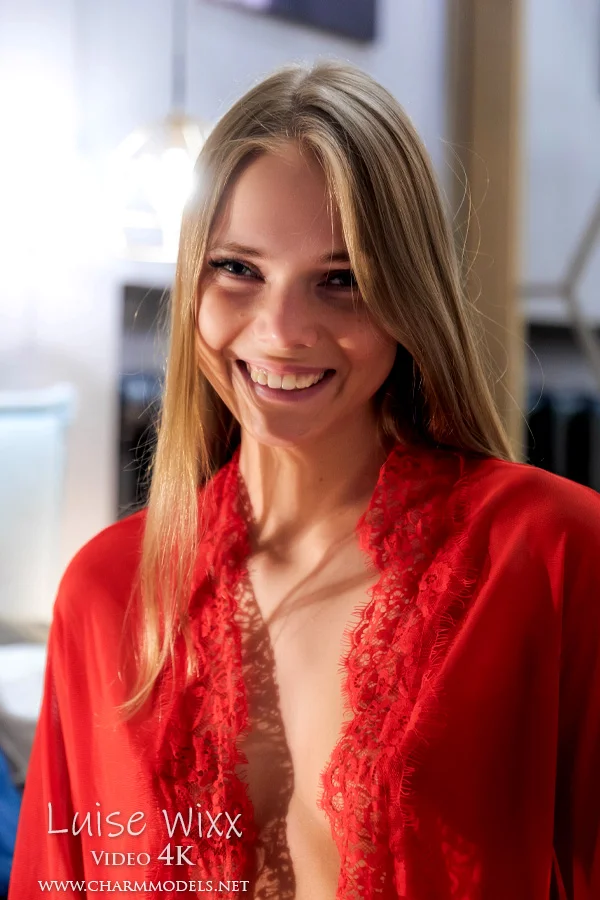 Luise Wixx in Scarlet Sheer and Seductive Stillness Video