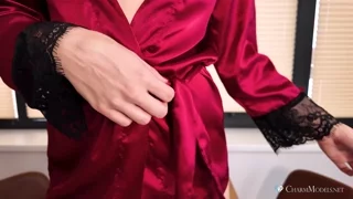 Nico Mendoza Topless In Red Silk frame 4