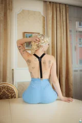 Suspender Straps Barely Cover Orellia's Nipples Preview picture 2