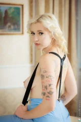 Suspender Straps Barely Cover Orellia's Nipples Preview picture 9